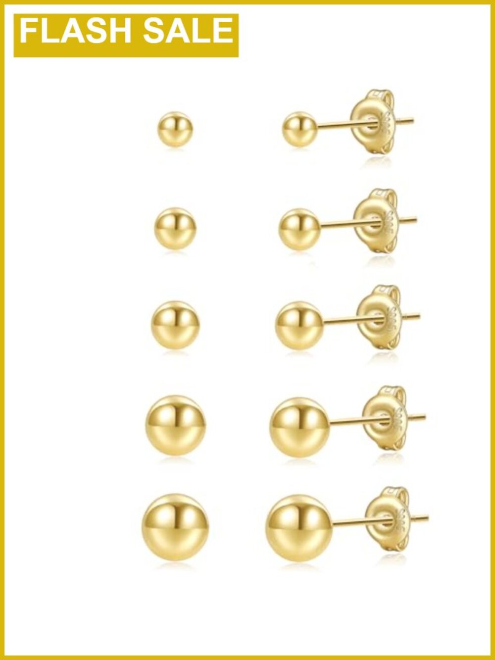 8 Pairs Stud Earrings Set 14K Gold Plated 925 Sterling Silver Hypoallergenic